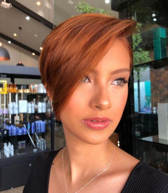 short haircuts with copper color