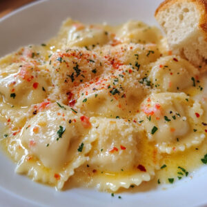 Lobster Ravioli in Garlic Butter Sauce