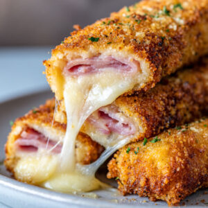 Baked Ham and Cheese Mozzarella Sticks