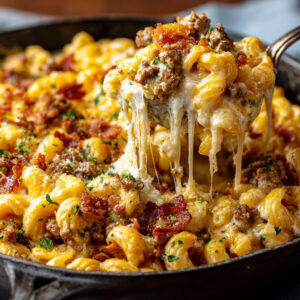 Loaded Bacon Cheeseburger Alfredo Pasta